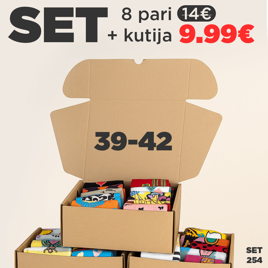 Paket iznenađenja: 8 pari čarapa , kartonska kutija | 39-42