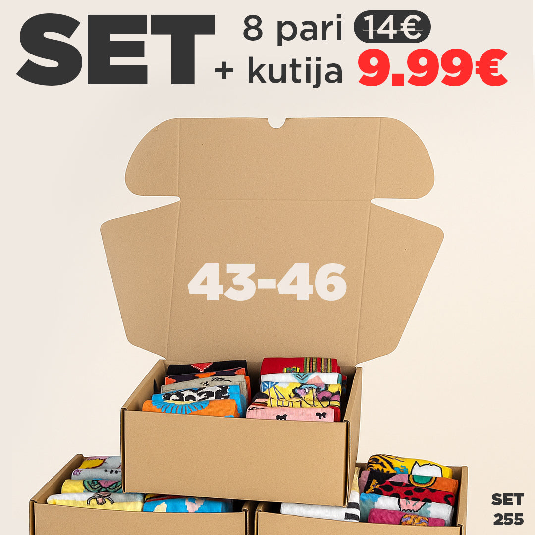 Paket iznenađenja: 8 pari čarapa , kartonska kutija | 43-46