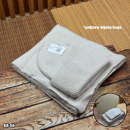 Elegantni ženski set (kapa + šal) SS 56 (prljavo bijela)