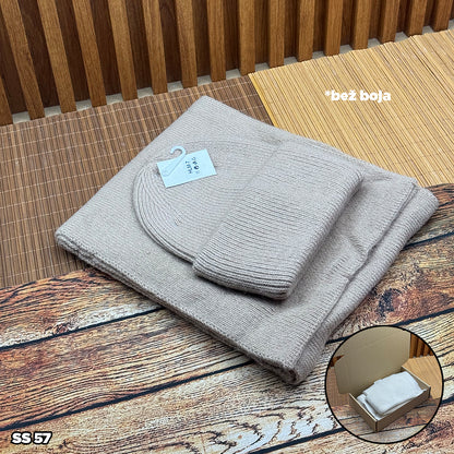 Elegantni ženski set (kapa + šal) SS 57 (bež boja)