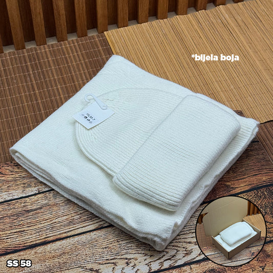 Elegantni ženski set (kapa + šal) SS 58 (bijela boja)