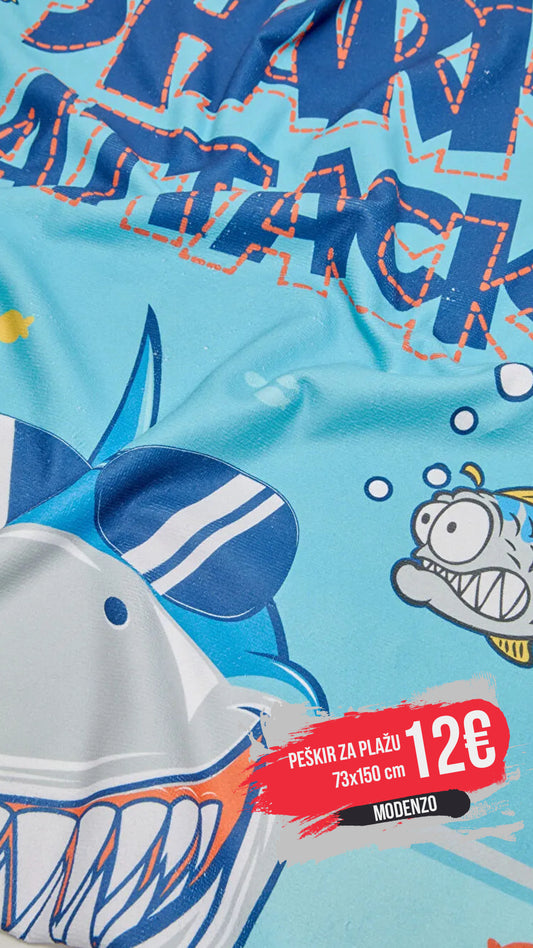 Peškir za plažu svijetli Shark attack 73x150cm