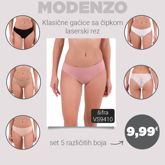 Klasične gačice sa čipkom, laserski rez, set 5 kom, VS9410
