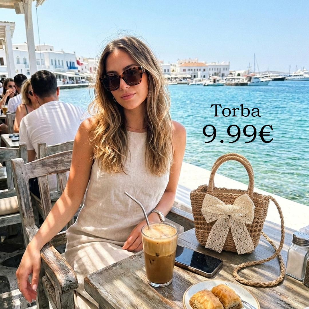 ☀️Pletena torbica s čipkom