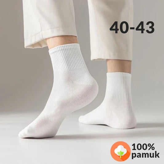 Bijele unisex polukratke čarape Sara Socks od 100% antibakterijskog pamuka, veličina 40-43