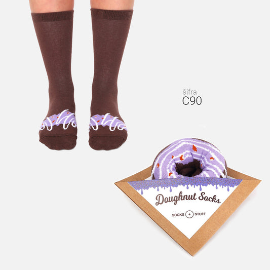 Ženske šarene čarapice spakovane u obliku krofne 36-41 C90