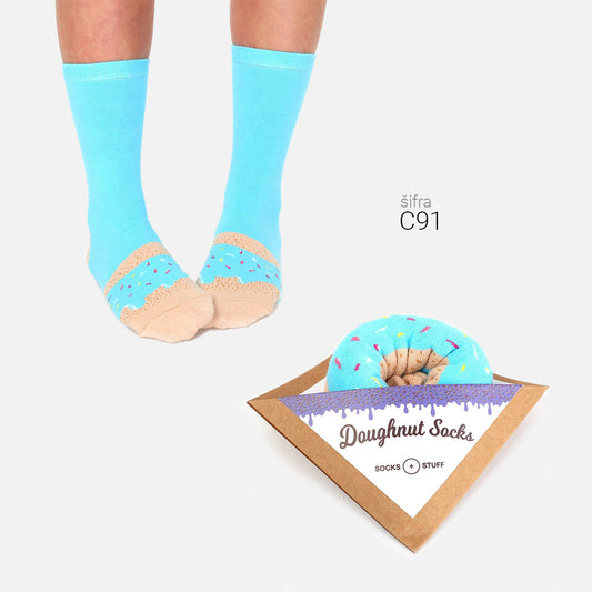 Ženske šarene čarapice spakovane u obliku krofne 36-41 C91