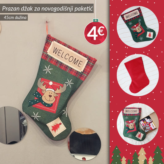 Prazan džak (u obliku čarape) za novogodišnji paketić 45cm dužina